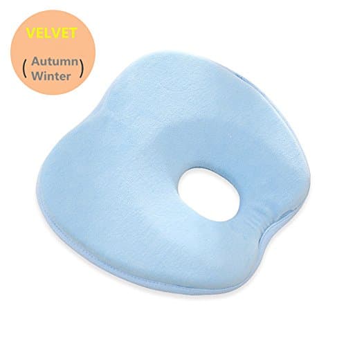 Heydo Memory Foam Baby Head Positioner Pillow Neck Support Newborn Baby Anti Roll (blue warm)