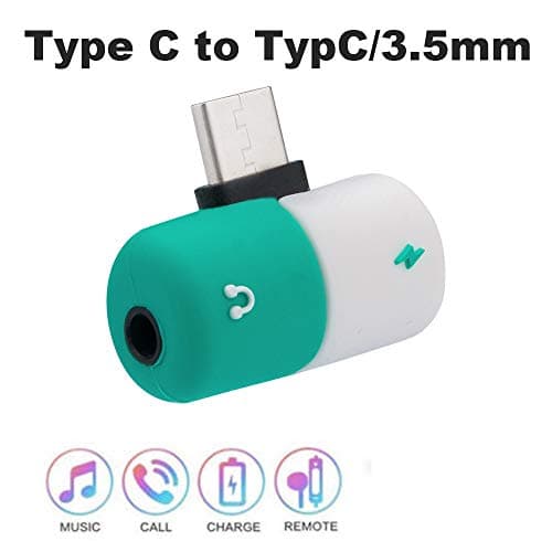 sunnymi Fast Charging Type c to Earphone 3.5mm Audio Cable Charger Capsule Pill Shape Adapter Splitter for Samsung (C)