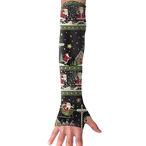 Santa Night Repeating Stripe UV Protection Cooling Arm Sleeves For Men Women Sun Block Cooler Protective Sports Gloves Running Golf Cycling Basketball Driving Fishing 1 Pair Cover Sleeves