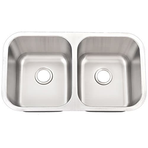 Interiorca 32 Inch 16 Gauge 9 Inch Deep Undermount 50/50 Double Bowl Stainless Steel Kitchen Sink