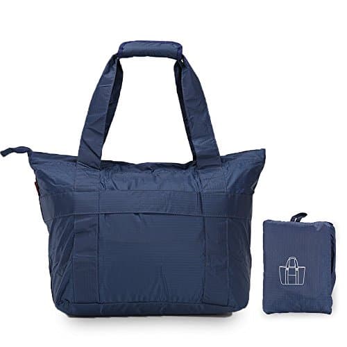 Premium Quality Must-Have Packable Foldable Travel Waterproof Tote Bag (Navy Blue)