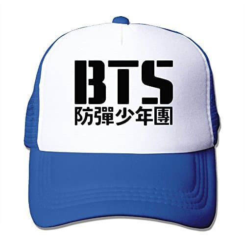 BTS Bangtan Boys Kpop Hat Two Tone Trucker Adjustable RoyalBlue One Size For Adult