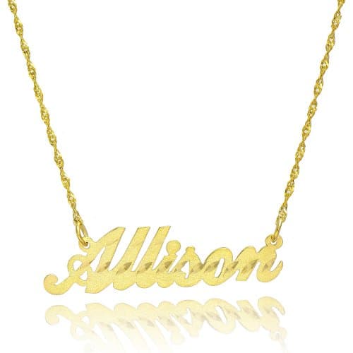 14K Yellow Gold Personalized Stardust Finish Name Necklace - Custom Made Any Name