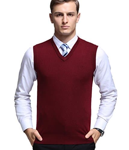 YINGQI Oversized Mens Casual Slim Fit Solid Lightweight V-neck Sweater Vest