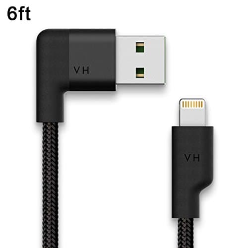 Touchshop iPhone Cable 6ft/1.8M Nylon Braided Lightning to USB Cable Cord Charger for iPhone 7/7 Plus/6/6s/6 plus/6s plus, iPhone 5/5s/5c,iPad, iPod and More- Apple MFi Certified- Black