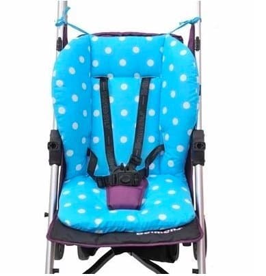 Soft Bottomz Baby/Toddler Soft Seat Cushion Designed For Stroller,Highchair and Car Seat (Blue White Polka Dot)