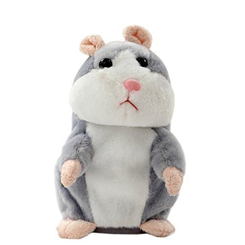 YOOMUN Talking Hamster Repeats What You Say Electronic Pet Talking Plush Buddy Mouse for Kids--Electronic Pet Talking Record Plush Toys Educational Toy for Children Gift (Grey)