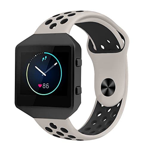 YOUKESI Fitbit Blaze Strap, Silicone Ventilate Replacement Band Wrist Strap With Black Metal Frame For Fitbit Blaze Smart Fitness Watch Men Women (Black/Green)