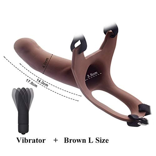 Big Size Silicone Strap On P-Enis for Men R-ealistic P-Enis Ex-Tender En-Larger Male Hollow Strapon P-Enis+Bullet Vibrator Sex Product 10 Speed Vibrator,Browns