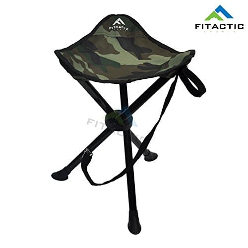 FITACTIC Outdoor Camouflage Folding Tri-Leg Tripod Stool for Disc Golf Frisbee, Camping, Fishing, Hiking (Camouflage)