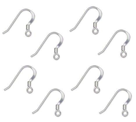 30 Flat Sterling Silver Filled 14mm with 2mm Coil Earring Earwires Thin 22 Gauge Fishhook 15 Pairs.