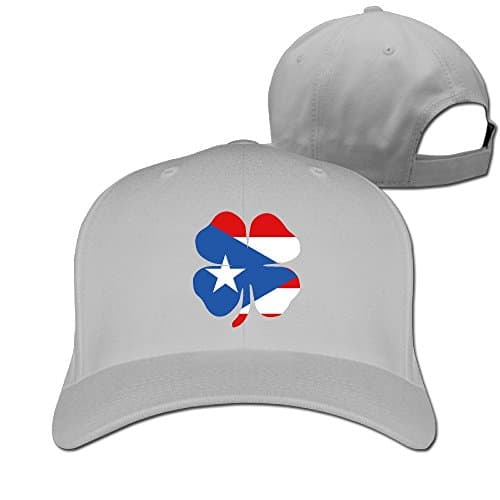 Lucky Clover Puerto Rico Flag Adjustable Six-panel Baseball Cap Ash