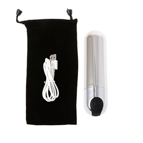 Coldgirl Silicone Powerful Mini Bullet Portable，Waterproof 10 Patterns for Body Therapeutic Adult Toy (Black&amp;silver)