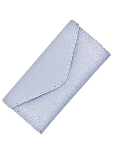 Women RFID Blocking Ultra Slim Wallet Multi Card Organizer Clutch Checkbook Holder for ladies-Laimi Duo (Light Blue)