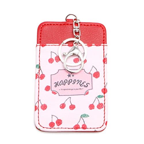 Zchenchen New Leather ID Card Holder Chic Fruit Card Badge Bus PassKey Ring Keychain Stylish Gift