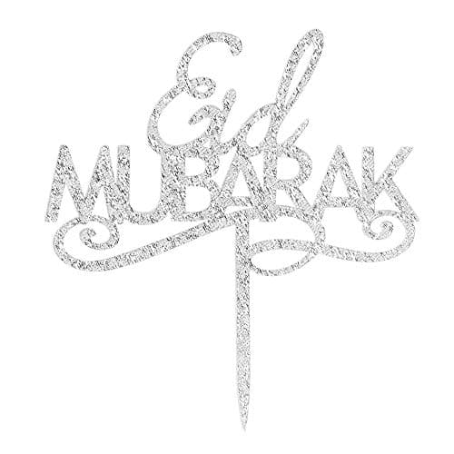 Silver Glitter Eid Mubarak Cake Topper Party Decoration 2019 Ramadan Islamic Photo Prop Muslim Islam Celebration Eid Party