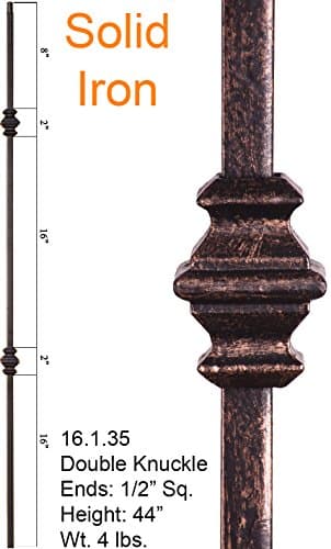 Oil Rubbed Bronze 16.1.35 Double Knuckle Iron Baluster for Staircase Remodel, Box of 5