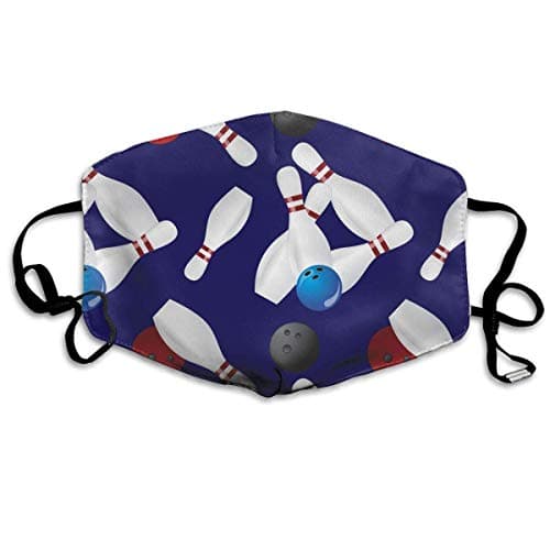 Anti-Allergies Flu Dust Face Mask, Earloop Half Face Mask for Women Men, Ski Cycling Mouth-Muffle with Adjustable Elastic Band - Bowling Ball Washable Mask