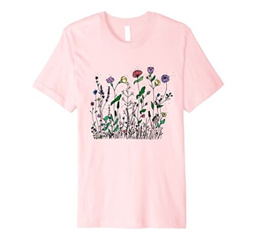 Mens Wild Flowers T-Shirt Medium Pink
