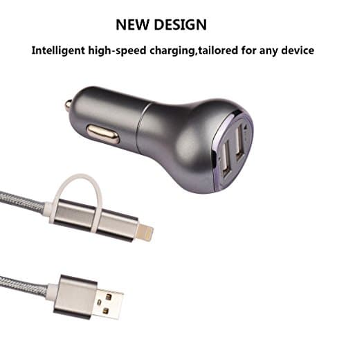YCF Dual USB Car Charger, Fast Charge, PowerDrive 2 for iPhone 7 / 6s / Plus, iPad Pro / Air 2 / mini, Galaxy S7 / S6 / Edge / Plus, Note 5 / 4, LG, Nexus, HTC and More