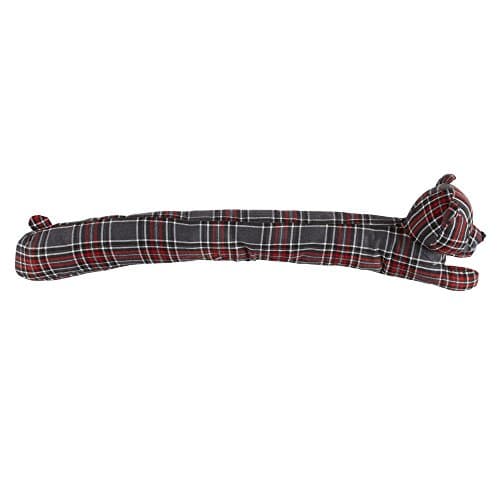 Grey Red Plaid Bear Animal Door Draft Stopper: Save Energy, Keep the Cold Out!