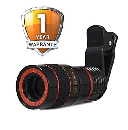 JIKRA Telescope Camera Lens HD 8X Optical Telescope Camera Lens for Mobile Phone with Universal Clip Suitable for iPhone Samsung LG Asus Sony iPad