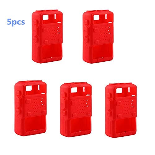 2 Way Radio Holster Protection Rubber Soft Case Compatible with BF-UV5R UV-5RV UV-5RE UV5R+ UV-985 RT-5R RT-5RV WalkIe Talkies (Red)