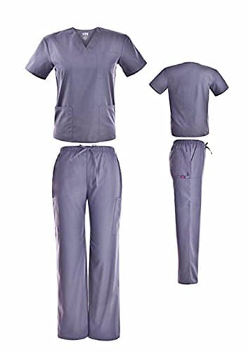 DSF Medical Uniform Unisex Scrub Set, Grey, M