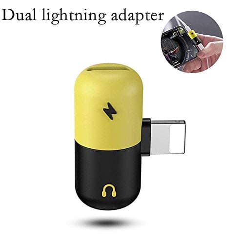 VAWcornic 2 in 1 Headphone Jack Adapter to AUX Audio Headphone Jack Adapter Charging Port Headphone Adaptor Splitter Compatible with Phone X, Phone 8/8 Plus, Phone 7/7 Plus 6/6 Plus (Gold Black)