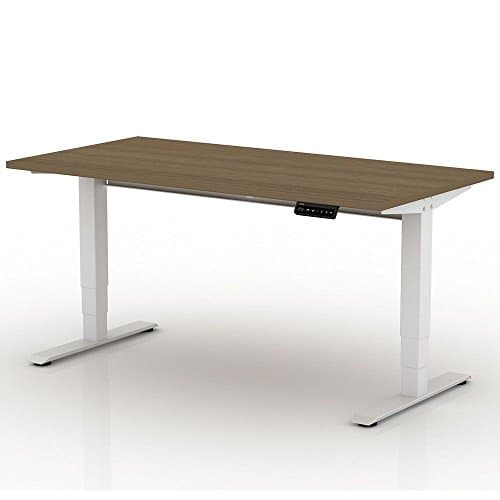 EZ Lift Sit-to-Stand Height Adjustable Desk - 72"W Dimensions: 72"W x 30"D x 22-46.7"H Weight: 124 lbs Walnut Laminate Top/White Steel Base