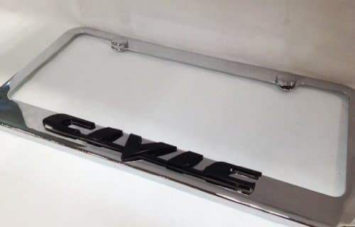 Civic Chrome Metal License Plate Frame with 3D Black Lettering with 2 free caps
