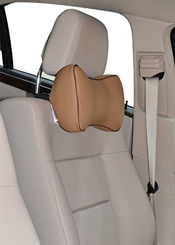 Ergonomically Designed contoured Car Neck Pillow, Cushioned Version Neck Pillow, Memory Foam Pillow, Neck Rest Pillow, Car Neck Pillow, Tan Brown (12x8x3.15)