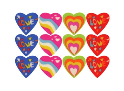 144 MINI Heart shaped RUBBER/ERASER (12 x Bag of 12) Party Bag Stationery Toy