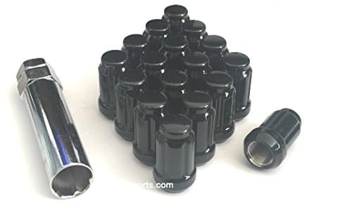 12x1.5 Black Spline Drive Tuner Lug Nuts Small Diameter Wheel Locks With Key (12mmx1.5 Thread Size) (24)