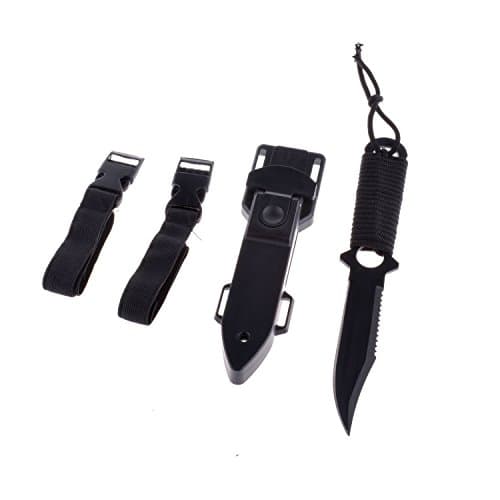 YIKIDive Knife – Black Tactical Sharp knives withABS Sheaths and Leg Strap for Diving,Hunting,Survival,Rescue. (Black)