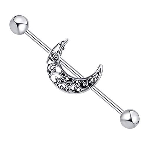 GTFO 38mm Crescent Moon Industrial Scaffold Ear Piercing Bar
