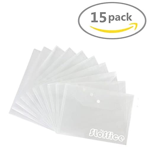 Amor 15 PCS A4 Size Clear Documents Folder, Transparent Pocket Folder with Snap Button
