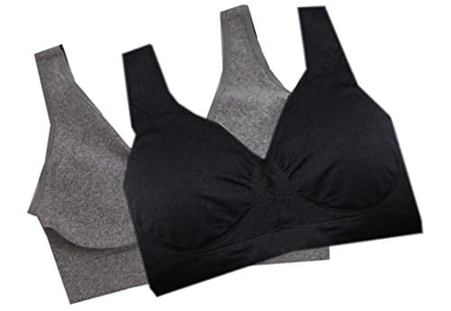 Delta Burke Seamless Comfort Bra w/ Removable Pads Set of 2 (1X - 36C/D/DD thru 38B/C, 1 Heather Grey 1 Black)