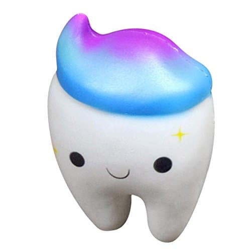 Squishy Stress Reliever Toys, Teeth Cake Cream Scented Squishy Charm Slow Rising Squeeze Toys Jumbo Collection Kids Decompression Toy (Multicolor)