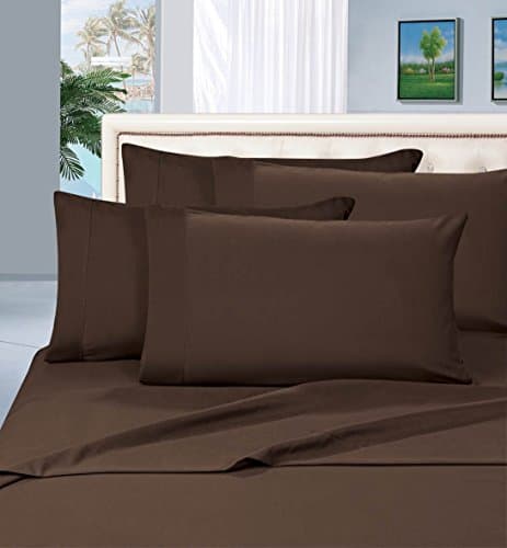Luxurious Collections 100% Egyptian Cotton Mattress Sheet Set Solid Pattern 700 Thread Count 1 Piece Fitted Sheet &amp; 2 Piece Pillow Cases(3 piece only) 15 inches Deep Pocket (King, Chocolate)