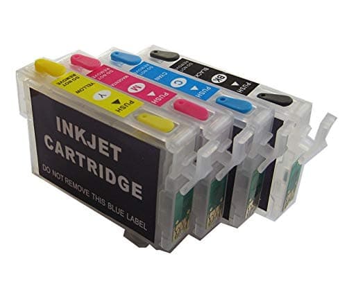 4 Refillable Car Reset Cartridges T16 for WorkForce WF-2010 2510 2520 2530 2540 2630 2650 2660 2750 2760