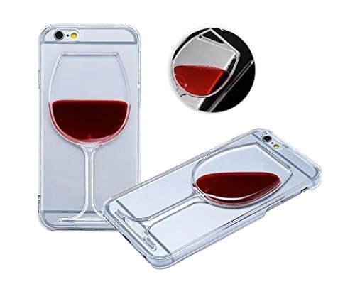 iPhone 6 plus Cases, [The Moving Liquid] Love Glitter Glittering Cocktail Glasses Of Wine Flowing Silicone Gel Back Case for iPhone 6 / 6S plus (red and yellow)