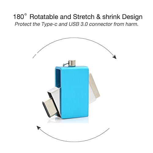 SETAYO 64GB Dual Interface New OTG Metal Type C USB 3.0 Flash Drive Tablet Smartphone USB Memory Stick Mini Pen Drive (Blue64GB)