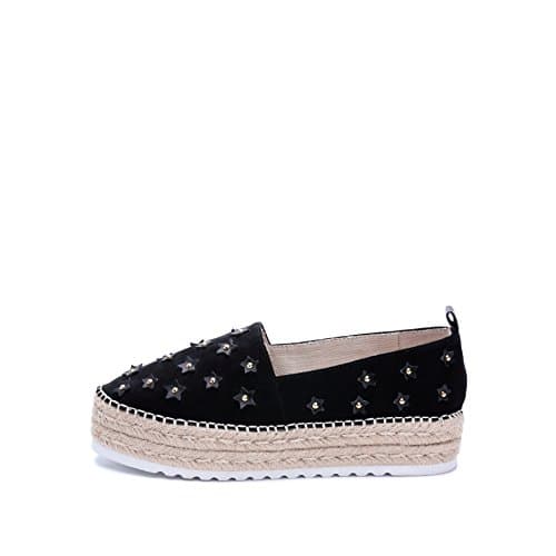 DFRNT Women’s Black Ruby Stars Espadrille (38, Black)