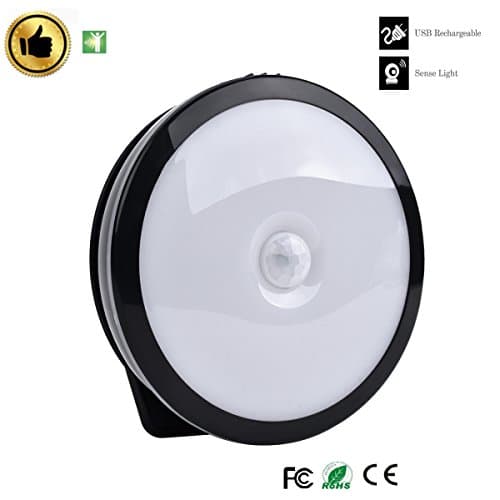 DODAUG 6LED Wireless Motion Sensor Light Rechargeable USB Charging Security Lamp (1 PACK BLACK)