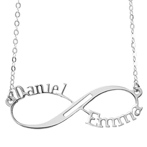 White Gold Infinity Necklace- 14k Solid White Gold- Infinity Name Necklace- with Two Names- Any Two Names of your Choosing- Personalized Infinity Necklace