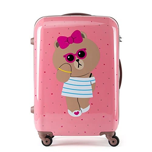 SAMSONITE x LINE FRIENDS Suitcase Gentle Brown Pink Choco Spinner Luggage 20 / 24 / 28 inch (Pink 24 (Choco))