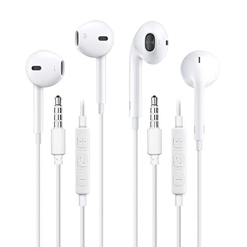 Draco (TM) 2 Pack Earbuds Earphones with Mic and Inline Remote Control for Apple iPhone iPad Samsung Galaxy and More