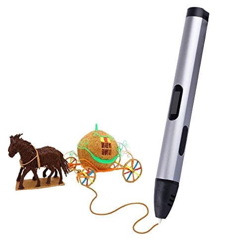 Manve 2017 Newest Version Intelligent 3D Printing Pen, 3D Drawing Model Making Doodle Arts &amp; Crafts Drawing, With LED / OLED Screen, Lightweight Portable Compatible with Power Bank. (Silver) ¡­