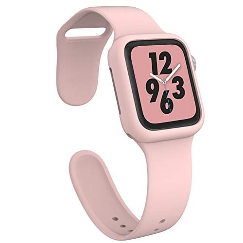 KEASDN Compatible with Apple Watch Band with Case 38mm 42mm, Silicone Sport iWatch Strap Band with Shock-Proof Case Compatible with Apple Watch Series 3/2/1